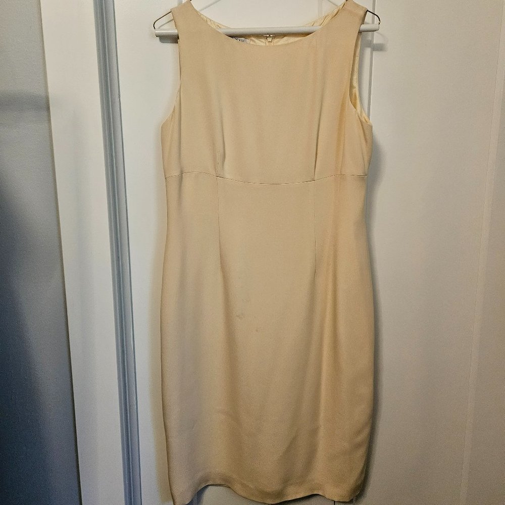 Windsmoor Pale Yellow Silk Sheath Sz 10